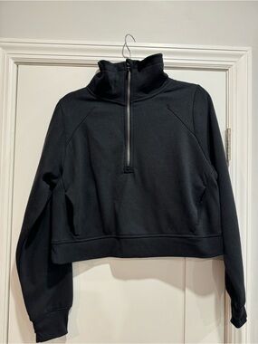 Black Half-Zip Cropped Pullover